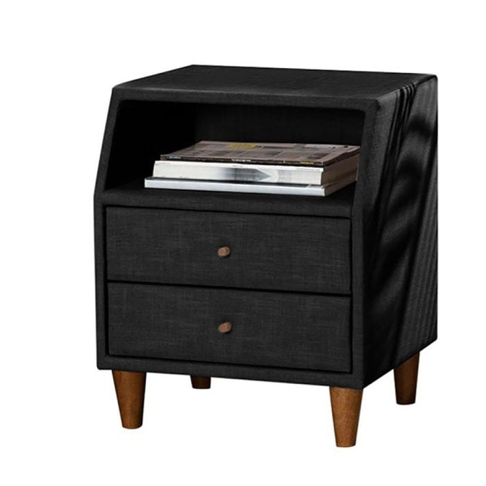 Claverie Mid Century Fabric Upholstered Nightstand 3