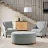 Oval Shape Grey Storage Ottoman 1