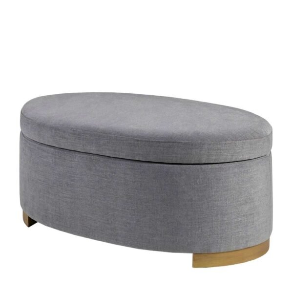 Oval Shape Grey Storage Ottoman 2