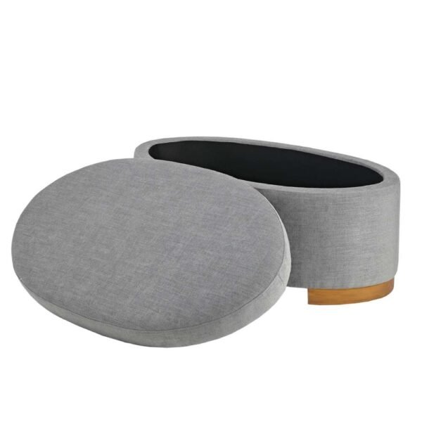 Oval Shape Grey Storage Ottoman 5