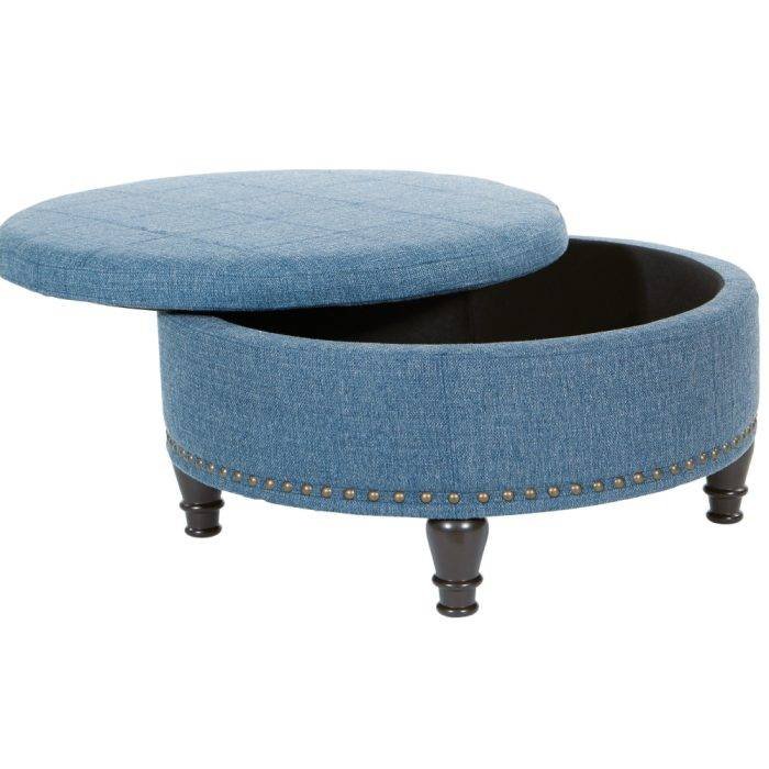 Navy blue deals round ottoman