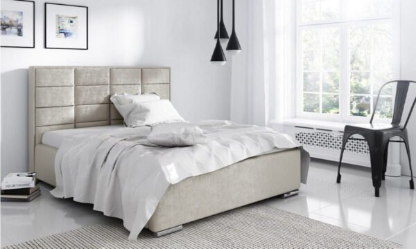 beige ibiza upholstered bed salsa fabric meble