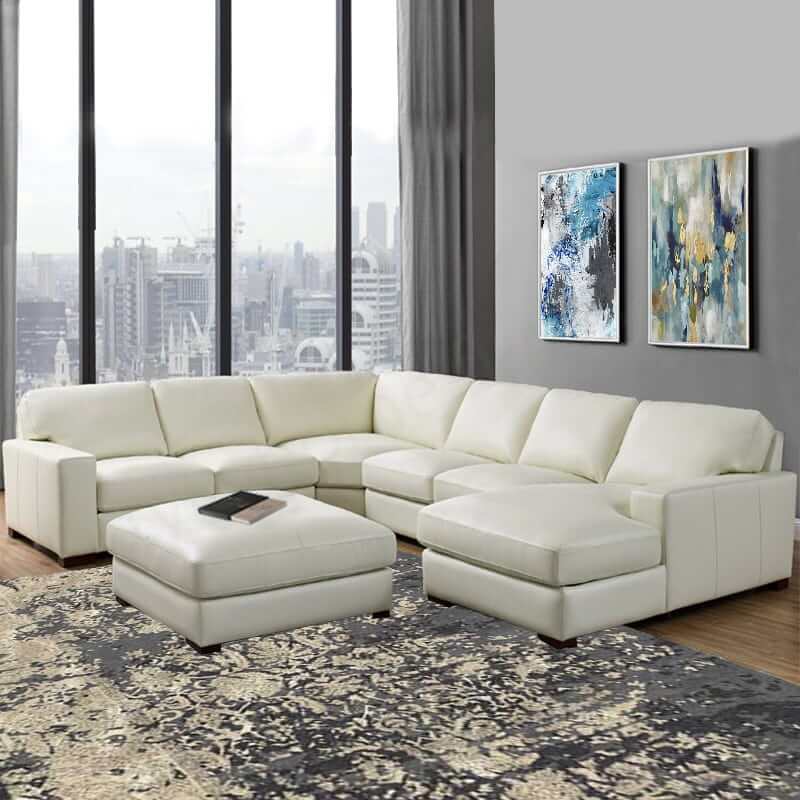 classic faux lather sectional 1