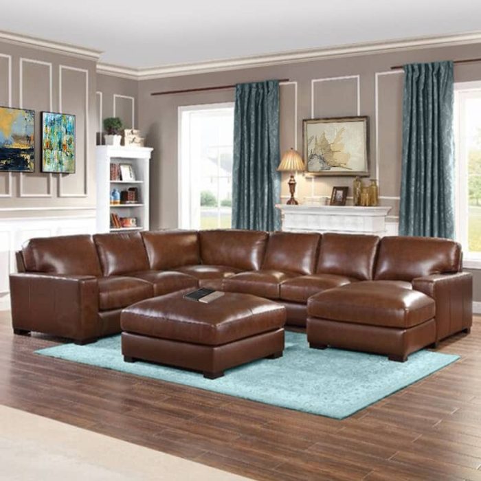 classic faux lather sectional