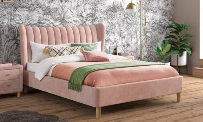 pink knox velvet finish bed frame 02