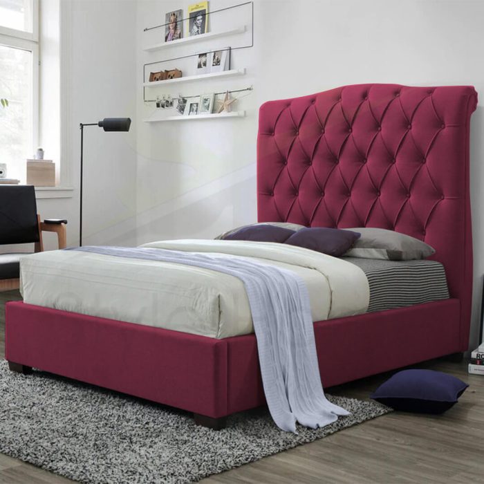 rolled top tufted bed