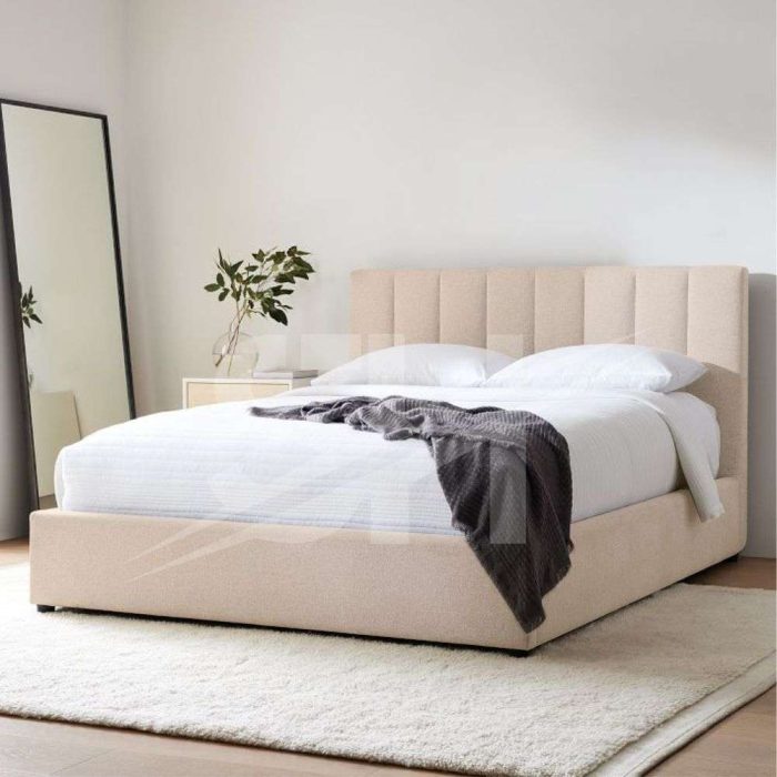upholstred bed white