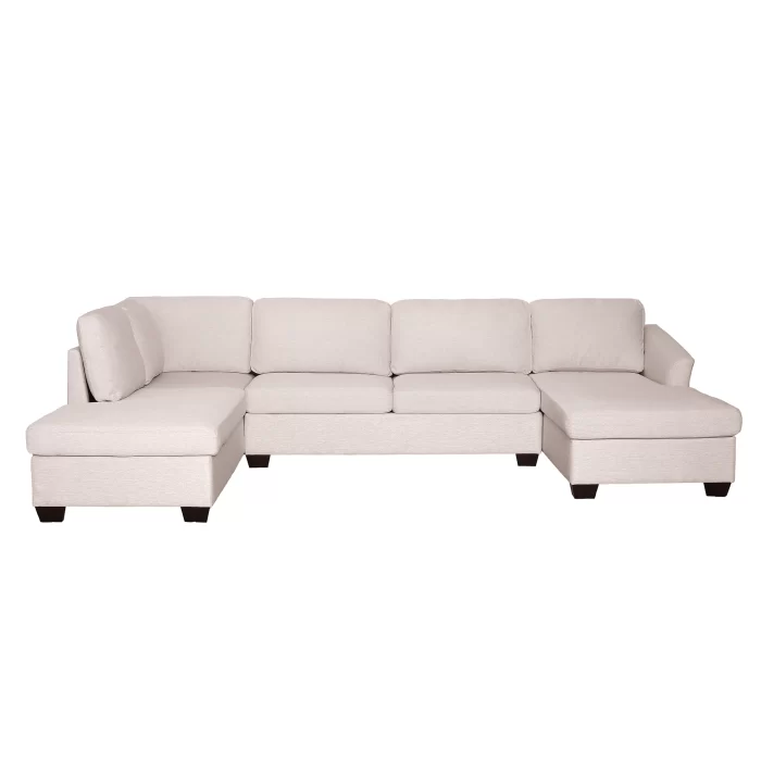 116.9 Large U Shape Sectional Sofa Modern 4 Seat Upholstered Sofa with Double Extra Wide Chaise Lounge Couch for Living Room 1