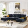 Modular Sectional Sofa Sherpa Fabric 4 Seater with 2 Ottomans scaled