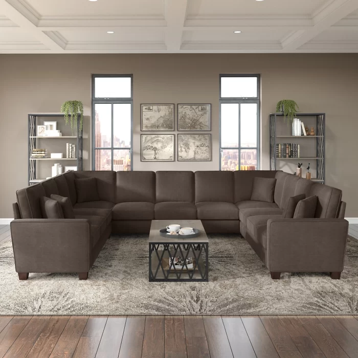 Stockton 137W U Shaped Sectional Couch by Bush Furniture
