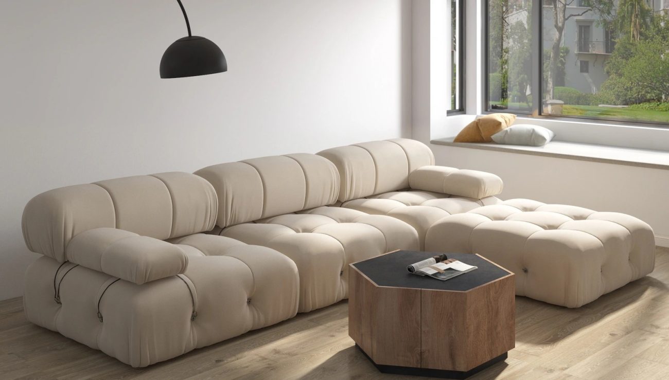 Velvet Sectional Sofa Reversible Modular Couch