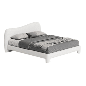 Yana Bouclé Minimalist Shaped Headboard Bed Frame