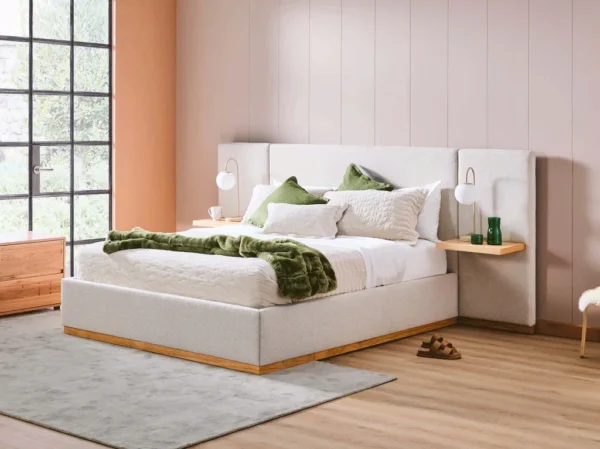 Queen Bed Frame with Storage UAE | Laguna Bed Frame – Queen Size in Nordic Latte